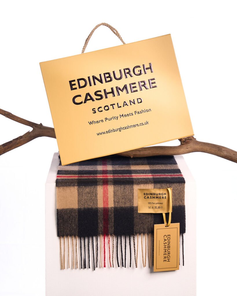 Edinburgh Cashmere DC Check Cashmere Scarf gift box birthday